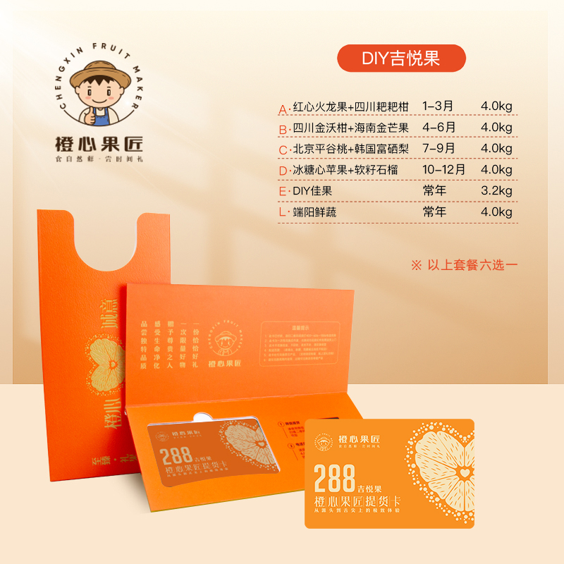 橙心果匠DIY果蔬礼品卡六选一DIY吉悦果