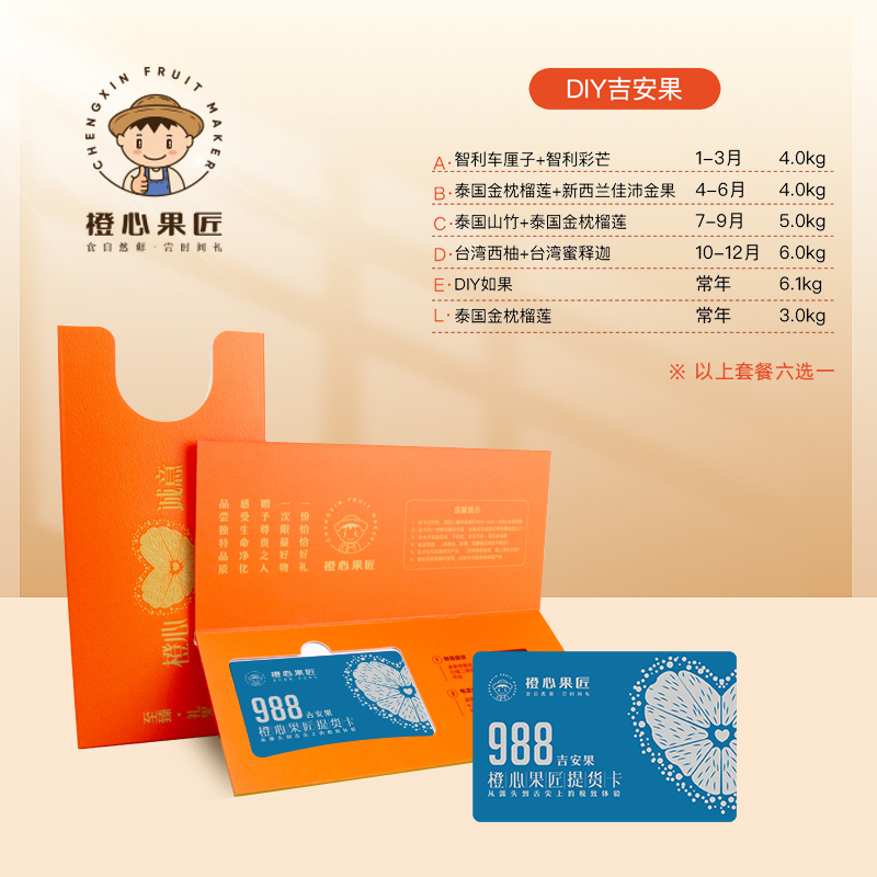 橙心果匠DIY果蔬礼品卡六选一DIY吉安果